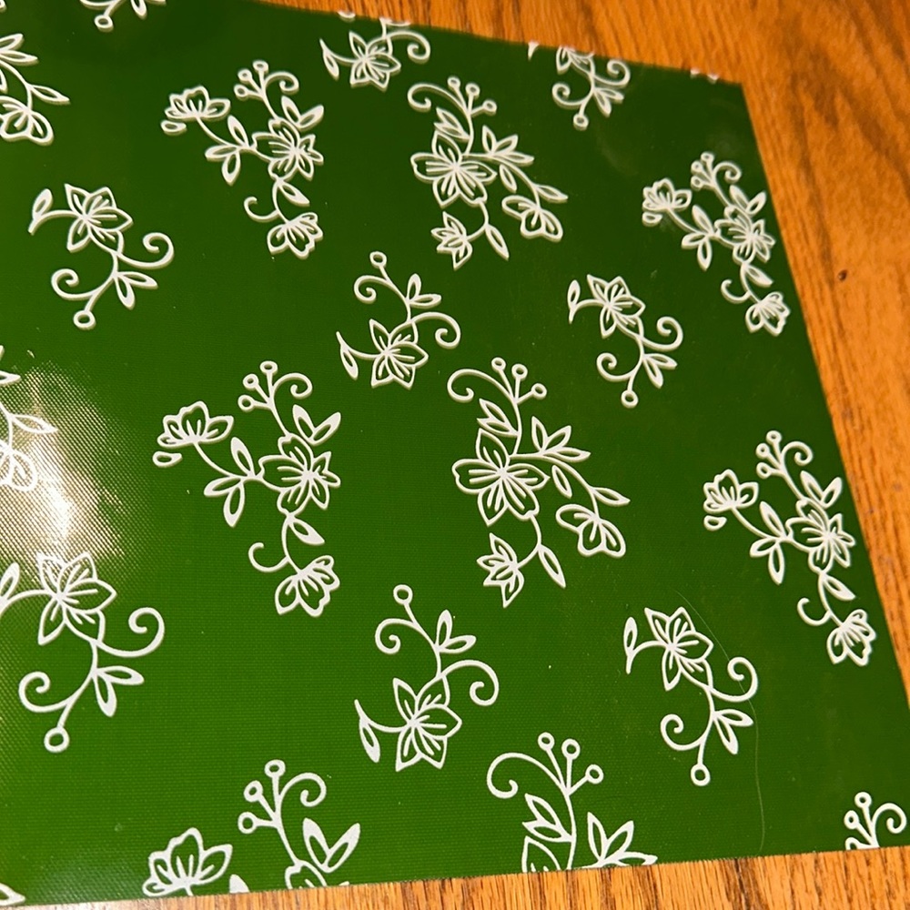 Temptations by Tara Green Floral Lace Non Slip Washable Kitchen Mat